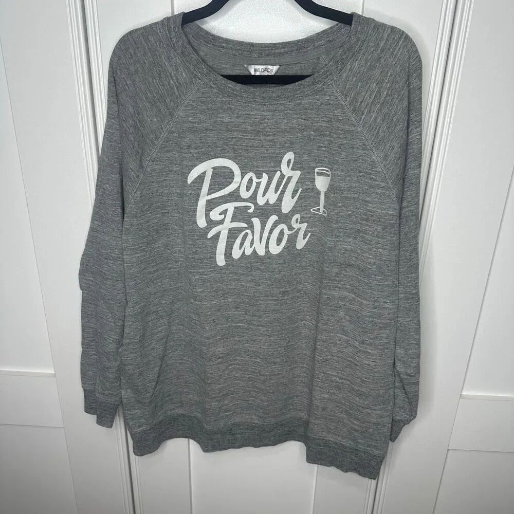 Wildfox large gray Pour Favor Wine Sweatshirt (w1)